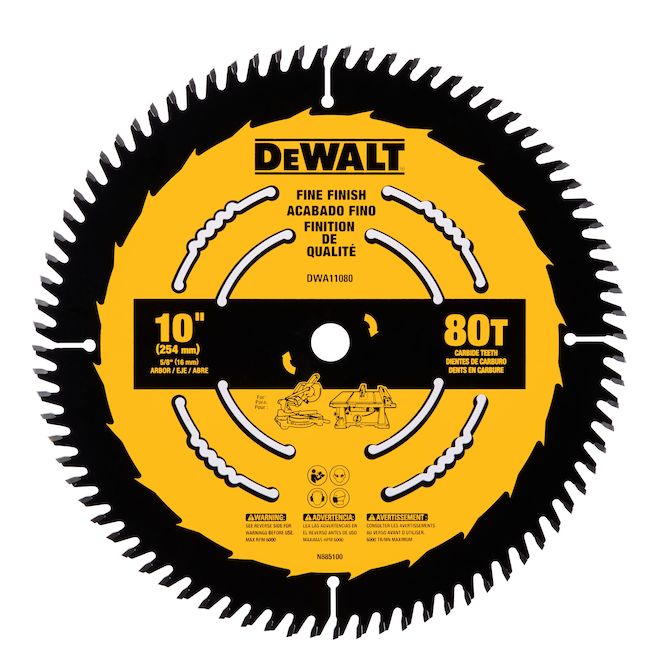 DeWALT 1-Pack 10-in 80-Tooth Dry Cut Only Standard Tooth Miter/Table Saw Blade - Each