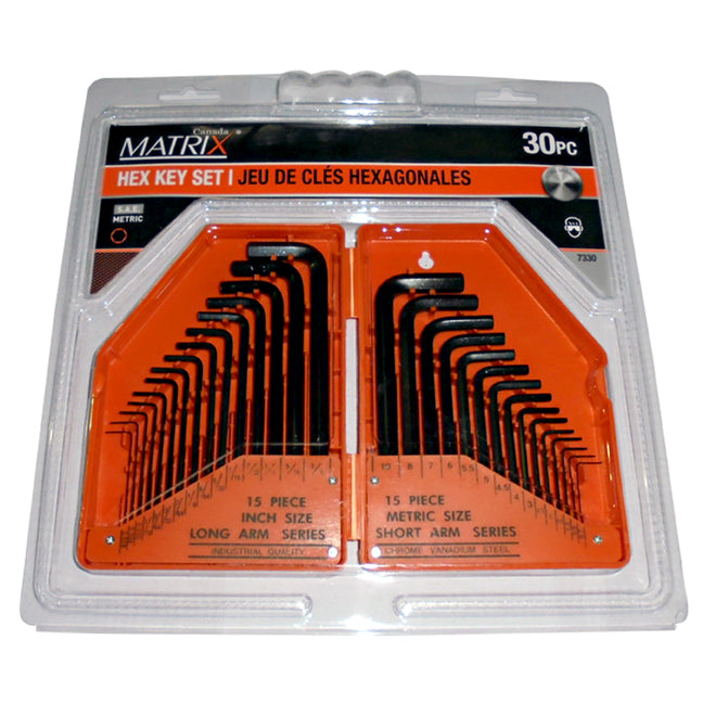 Hexagonal Key Wrench - Set of 30 - Black finish - Each