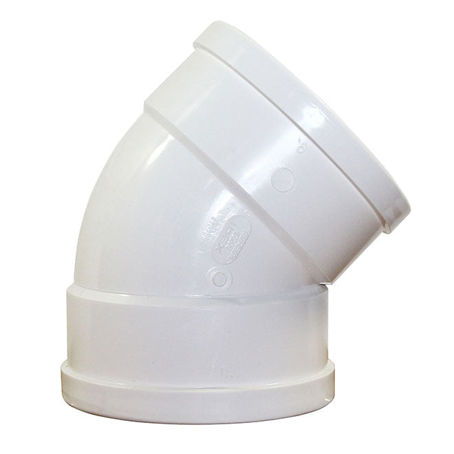 Ipex Sewer and Drain SDR 35 Fitting Female Elbow - White - 45° Angle - 5-in dia -