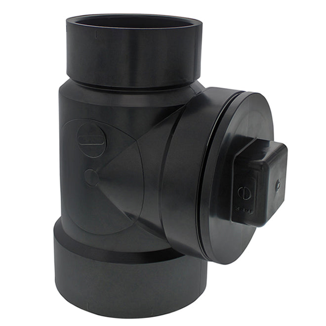 IPEX 4 x 3 x 4-in Sturdy Black ABS Plastic Hub Cleanout Tee with Plug -
