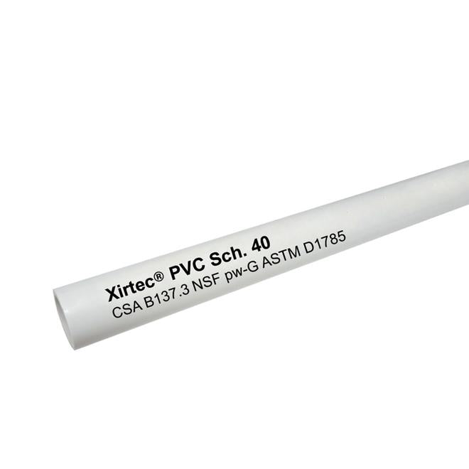 Xirtec 1½-in x 10-ft White Solid PVC Pipe for Cold Water Supply -