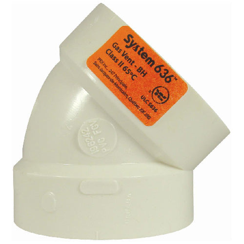 Ipex 3-in White PVC HxH FGV 45° Elbow -