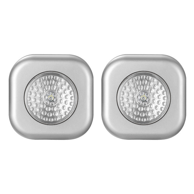 Globe Electric Pewter Push LED Night Light - Cool White - Battery Operated - Push Button - 2 Per Pack-