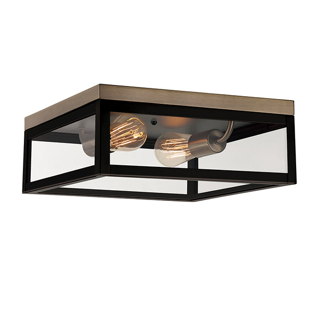 Globe Electric Verona 2 Flush Mount Light - Rustic - LED - 13-in - Dark Bronze-