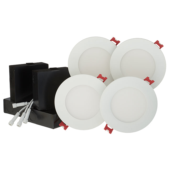 Dimmable Recessed Lights - Slim - 9W LED - White - 4/Pk-
