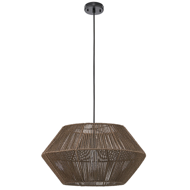 Globe Electric Terra Natural and Black Mid-Century Twine Pendant Light-