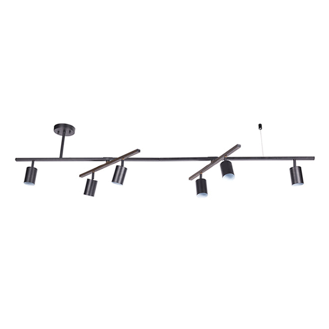 Globe Electric 6 Lights 64-in Matte Black Dimmable Swivel Bar Track Light-