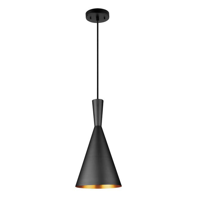 Globe Electric Mira 2-in-1 1-Light Black Matte with Gold Interior Pendant Light-
