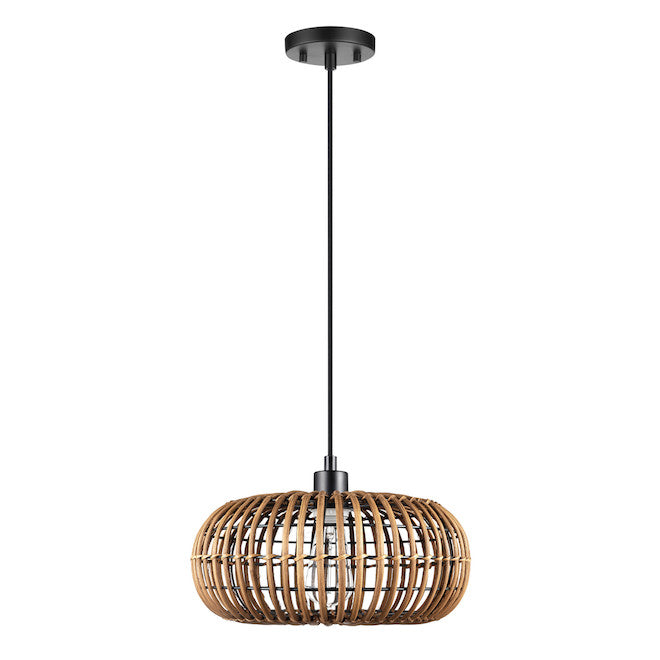 Globe Electric Rattan 2-in-1 Farmhouse Pendant Light-