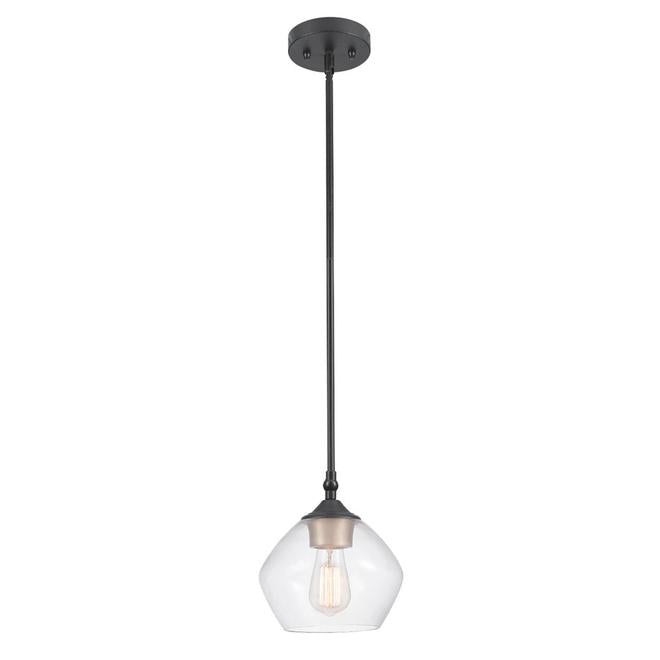 Globe Electric Harrow Black and Gold Mid-Century Clear Glass Pendant Light-