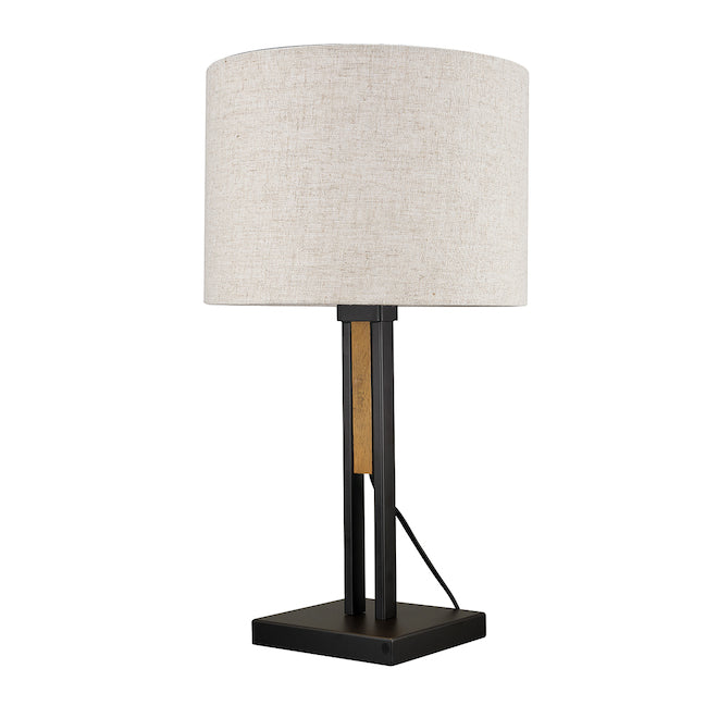 Globe Electric Oakland 32-in Dark Bronze On/Off Switch Table Lamp with Fabric Shade-
