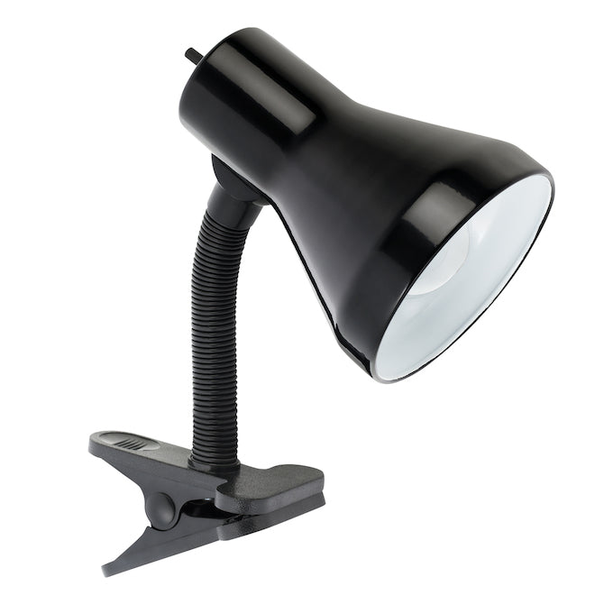 Globe Electric Gooseneck Clip Lamp - 10.25-in - Metal - Black-