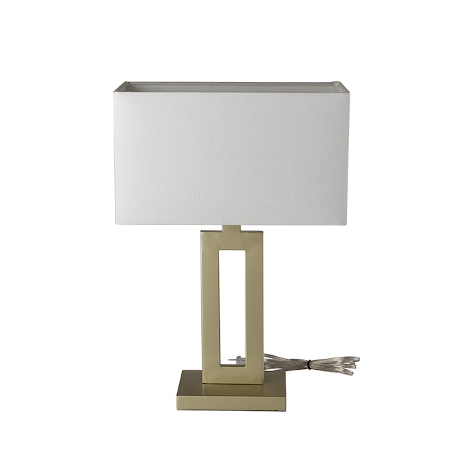 Globe Electric D'Alessio Table Lamp - 20-in - Fabric/Metal - Champagne/White-