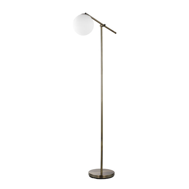 Globe Electric Portland 65-in Floor Lamp with Brushed Nickel and White Frosted shade-