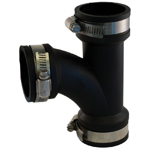 Aqua-Dynamic Flexible Tee with Series 300 Stainless Steel Band Assembly - PVC - Rustproof - 3-in L x 1 1/2-in dia - Each