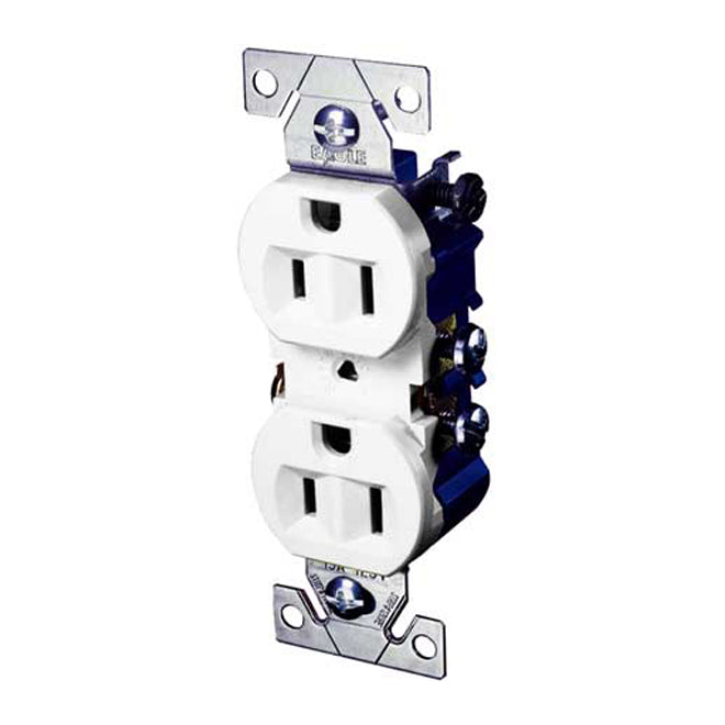 Quickwire Straight Blade Grounding Duplex Receptacle - 1 1/3-in W x 4 1/5-in H -10 Per Pack - 125-volt-