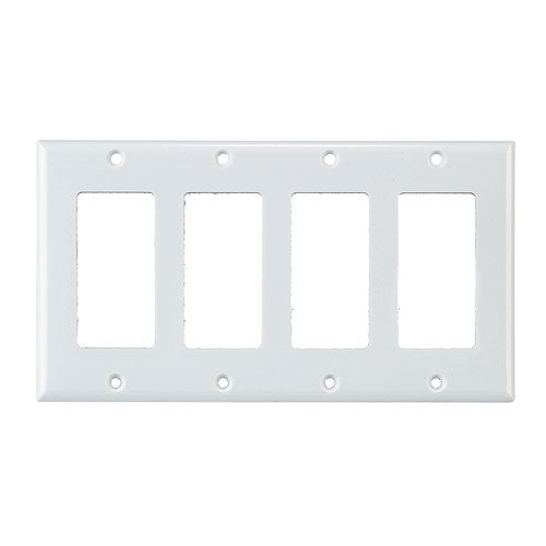 Eaton Standard 4-Gang Wall Plate - Thermoset - Polymer - White - 8 3/16-in W x 4 1/2-in H-
