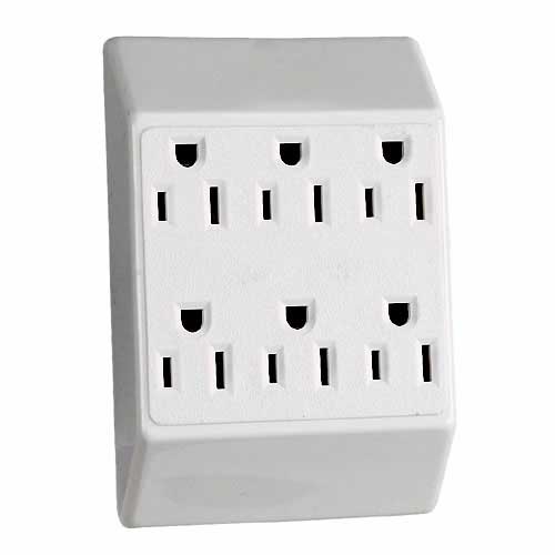 Eaton Duplex 6 Outlet Adapter - White Thermoplastic - 15-Amp - 125-Volt-Each