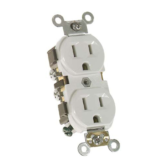 Cooper Duplex Receptacle - 25/32-in W x 4-in H - Straight Blade - 15-amp-