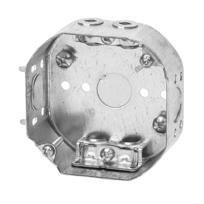 Octagonal Outlet Box - Galvanized Steel - 4 x 4 x 1 1/2-in-Each