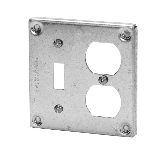 4" Square Cover for One Duplex, One Switch-Each