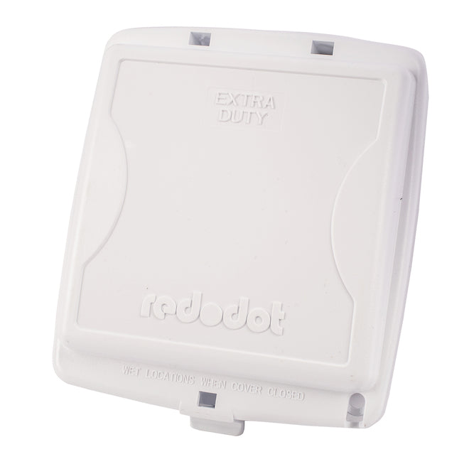 Reddot Non-Metallic White 2-Outlet Weatherproof Electrical Outlet Cover-Each