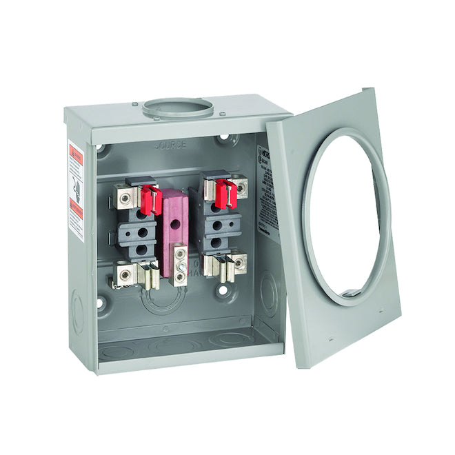 Microlectric 100A 600V 4-Jaw Shallow Meter Socket with Hub Opening - Insulated Neutral-Each