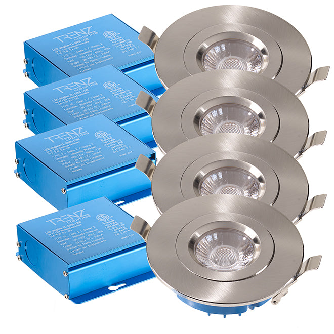 Trenz Retina LED Recessed Light Kit - Dimmable - 60 W - 4-in - Brushed Nickel - 4-Pack-