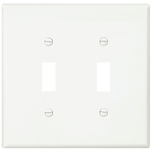 Eaton Mid-Size 2-Gang Wall Plate - Toggle Switch - White Polycarbonate - 4 15/16-in W x 4 7/8-in H-