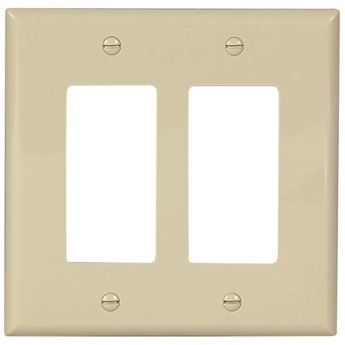 Eaton Mid-Size 2-Gang Wall Plate - Toggle Switch - Ivory Polycarbonate - 4 7/18-in W x 4 7/8-in H-