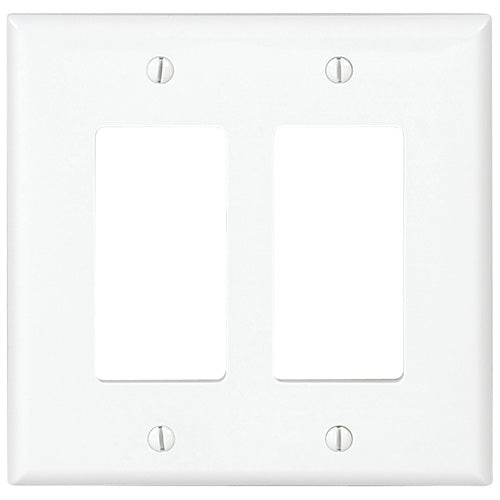 Cooper Mid-Size 2-Gang Wall Plate - Toggle Switch - White - Thermoset Polymer - 4 7/18-in W x 4 7/8-in H-