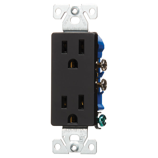 Cooper Industries Black Decorator Duplex Outlet - 15 A - 125 V-