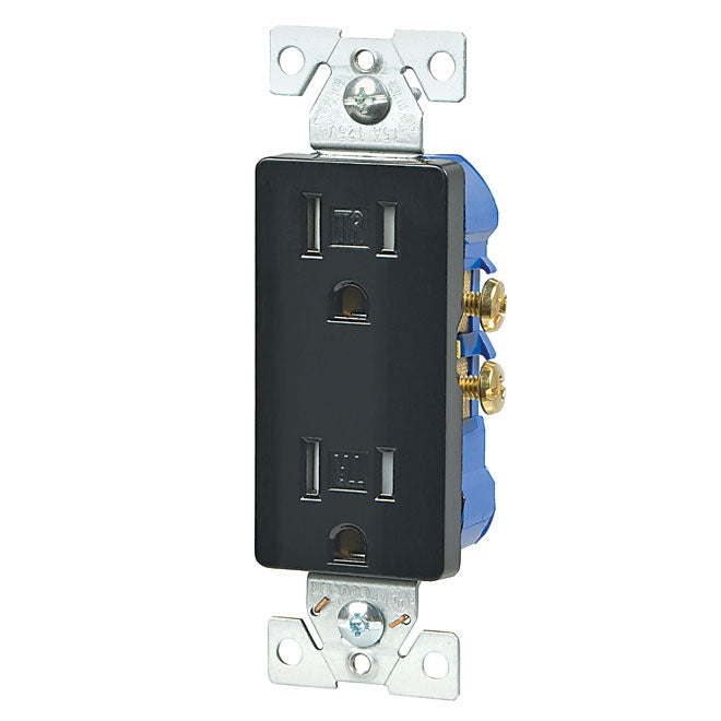 Eaton Tamper Resistant Duplex Receptacle - Thermoplastic - Black - 125-Volt-