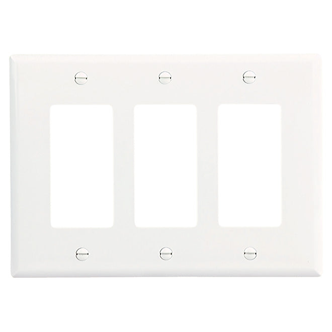Cooper 3-Gang Midsize Wall Plate - Polycarbonate - White - 6 3/8-in W x 4 1/2-in L-