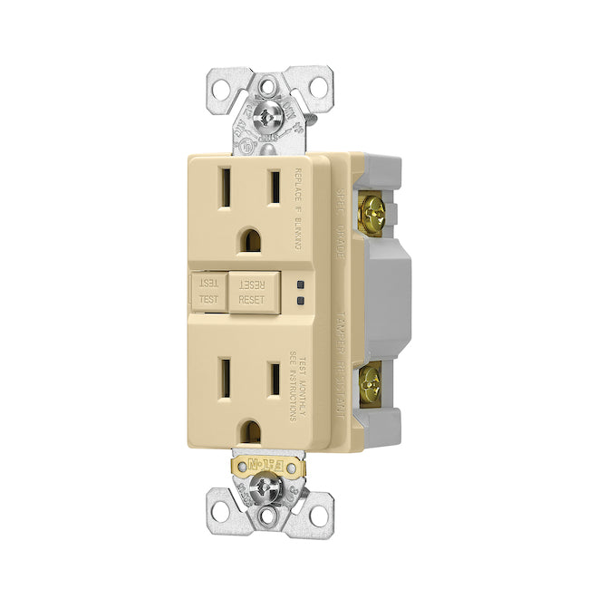 Eaton Tamper Resistant Self-Test GFCI Receptacle - 15-Amp - 3-Wire Ground - Ivory-