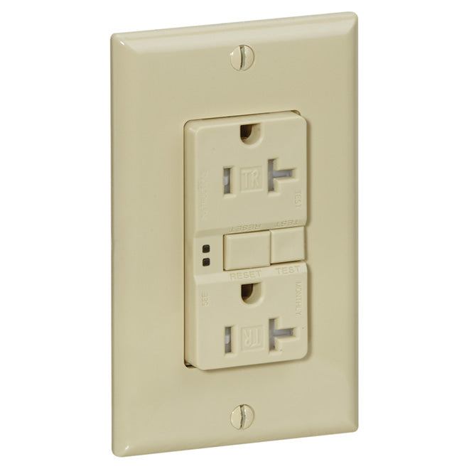 Eaton Electrical Outlets - 20-Amp - 125-Volt - Tamper Resistant - Duplex Receptacle - Ivory - GFCI -Residential-