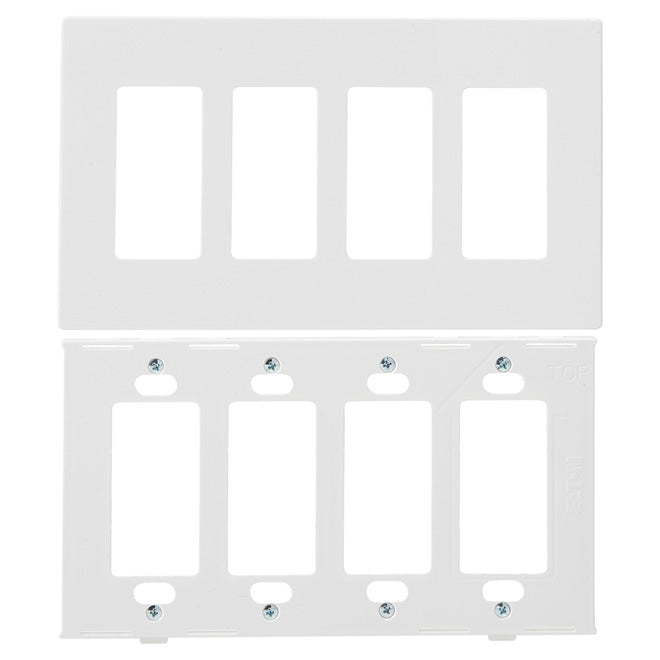 Cooper 4-Gang Midsize Wall Plate - Polycarbonate - White - 5-in W x 4 7/8-in L-