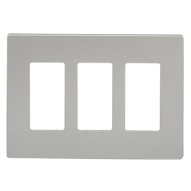 Eaton 3-Gang Midsize Wall Plate - Screwless - Polycarbonate - Silver - 6 3/4-in W x 4 7/8-in L-