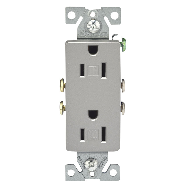 Eaton Tamper Resistant Duplex Receptacle - Thermoplastic - Silver Granite - 125-Volt-