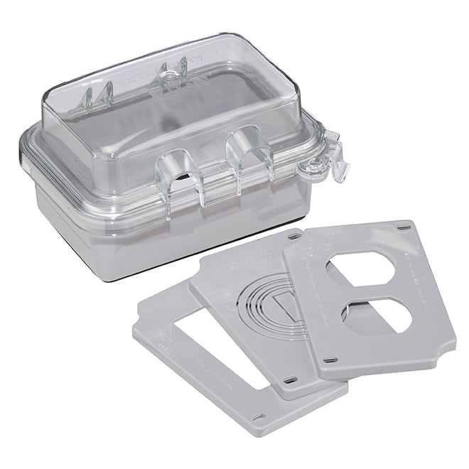 Weatherproof Cover for 1-Gang Outlet - Horizontal - Grey-