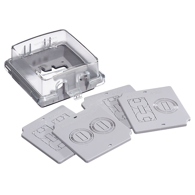 Weatherproof Cover for 2-Gang Outlet - Grey-