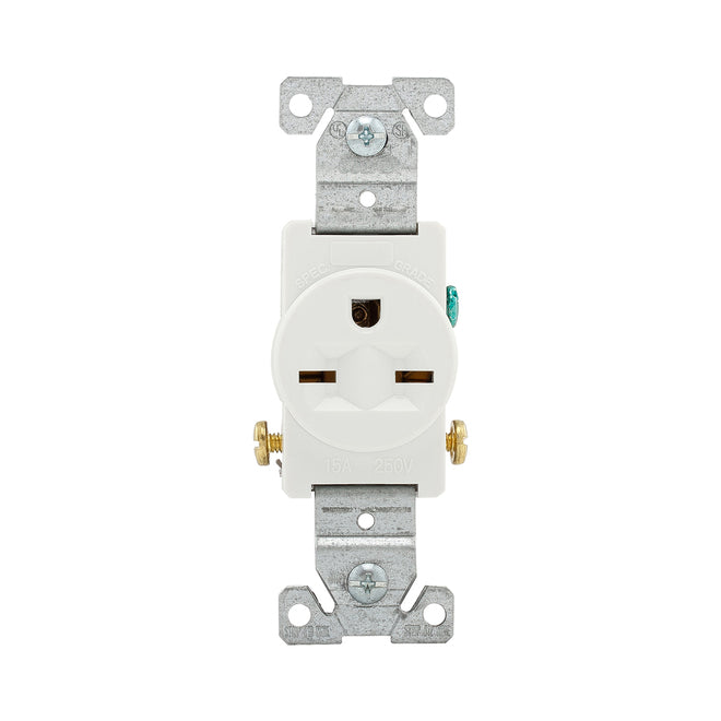 Eaton Single Straight Blade Receptacle Outlet - 15-Amp - 250-Volt - White-
