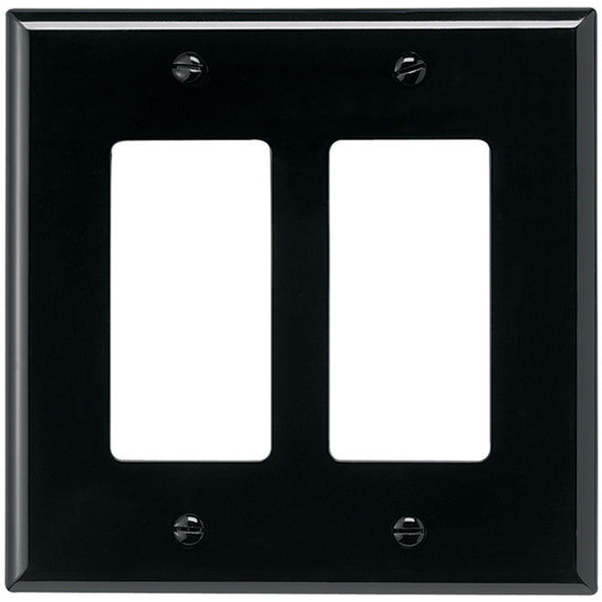 Eaton 2-Gang Black Polycarbonate Double Decorator Wall Plate-