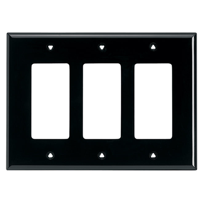 Eaton 3-Gang Black Polycarbonate Triple Decorator Wall Plate-