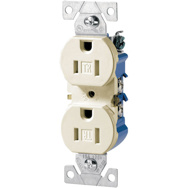 Eaton Ivory 15-Amp Duplex Tamper-Resistant Residential Outlet-