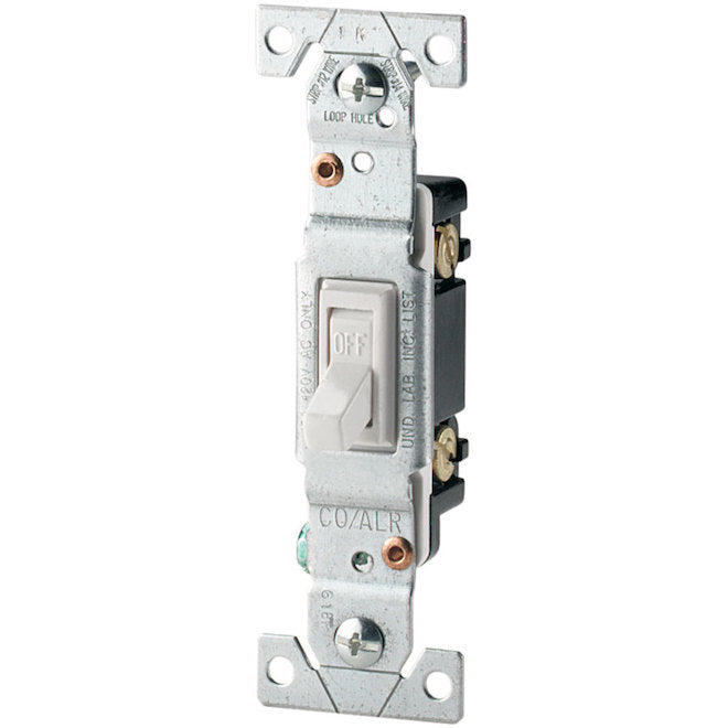 Eaton 15-Amp Single-Pole White Toggle Residential Light Switch (1-Pack)-Each