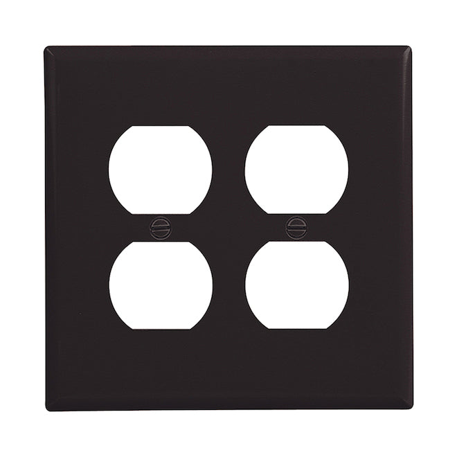 Eaton 2-Gang 1-Pack Black Duplex Midsize Wall Plate-