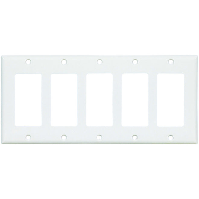 Eaton 5-Gang 1-Pack White Decorator Standard Wall Plate-
