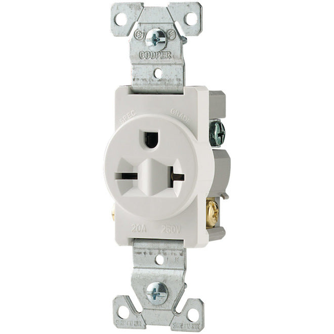 Eaton White 20-Amp Round Outlet (1-Pack)-