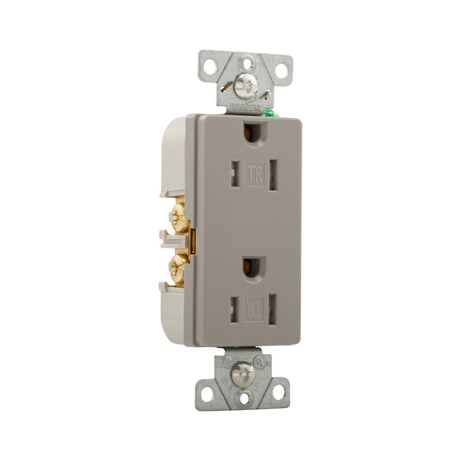Eaton Grey 15-Amp Decorator Tamper Resistant Outlet (1-Pack)-
